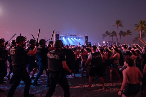 Polisi Bubarkan Pesta Musik Ilegal di Pantai Selatan Polisi Bubarkan Pesta Musik Ilegal di Pantai Selatan