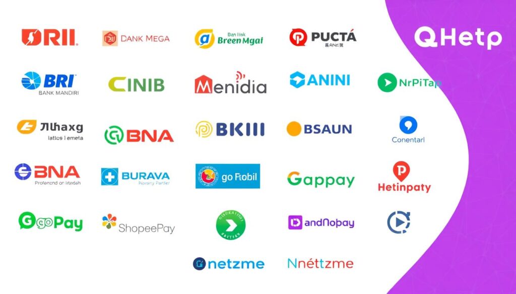 Logo bank dan e-wallet yang mendukung QRIS Tap di Indonesia Logo bank dan e-wallet yang mendukung QRIS Tap di Indonesia