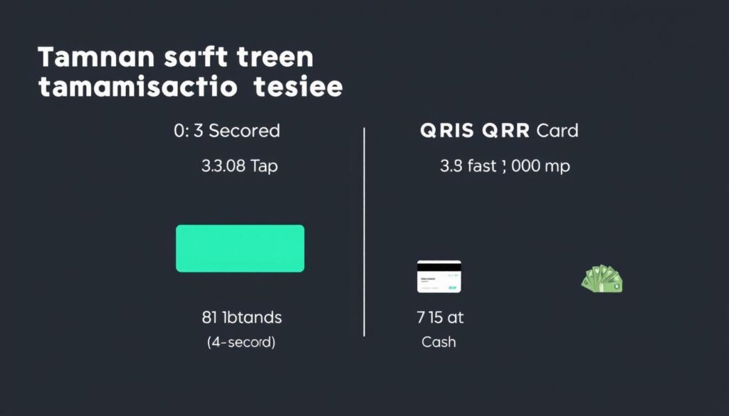 Perbandingan kecepatan transaksi QRIS Tap dengan metode pembayaran lainnya dalam bentuk grafik Perbandingan kecepatan transaksi QRIS Tap dengan metode pembayaran lainnya dalam bentuk grafik