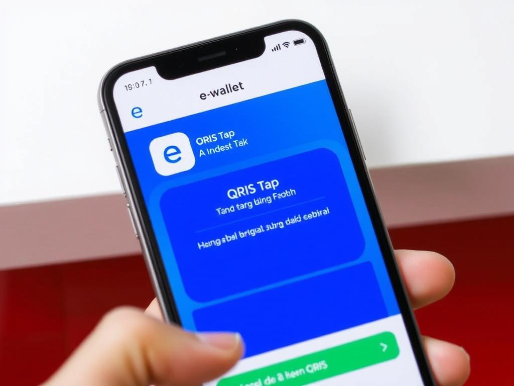 Tampilan aplikasi e-wallet dengan fitur QRIS Tap Tampilan aplikasi e-wallet dengan fitur QRIS Tap