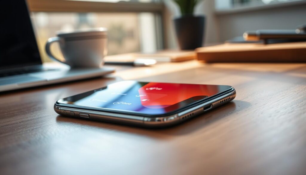 A close-up view of an iPhone lying on a stylish wooden desk, showcasing the "Back Tap" feature. The screen displays a vivid visual representation of popular functions that can be activated through back taps, like shortcuts for the camera, screenshot, and volume control. Soft natural light streams through a nearby window, creating a warm, inviting atmosphere. In the background, blurred elements such as a coffee cup and a laptop enhance the workspace vibe. The composition is shot from a slightly elevated angle to emphasize the iPhone's screen while keeping it clear and focused on the device. The overall mood is modern and tech-savvy, reflecting a sense of innovation and practicality. A close-up view of an iPhone lying on a stylish wooden desk, showcasing the "Back Tap" feature. The screen displays a vivid visual representation of popular functions that can be activated through back taps, like shortcuts for the camera, screenshot, and volume control. Soft natural light streams through a nearby window, creating a warm, inviting atmosphere. In the background, blurred elements such as a coffee cup and a laptop enhance the workspace vibe. The composition is shot from a slightly elevated angle to emphasize the iPhone's screen while keeping it clear and focused on the device. The overall mood is modern and tech-savvy, reflecting a sense of innovation and practicality.