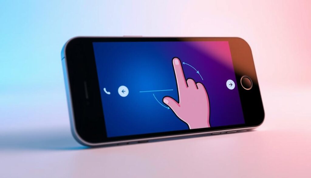 A sleek and modern user interface design showcasing the "undo/redo" screen functionality of an iOS device. In the foreground, display a smartphone with a clean, visually appealing app layout, featuring clear icons for undo and redo actions. In the middle, illustrate a smooth gesture animation with three fingers swiping left for undo and right for redo, emphasized with elegant motion lines. In the background, a subtle gradient that transitions from soft blue to white, creating a calming atmosphere. Use soft, even lighting to highlight the device and its screen, viewed at a slight angle to showcase the interface details. The overall mood should be sleek, tech-savvy, and user-friendly, perfect for illustrating innovative smartphone gestures. A sleek and modern user interface design showcasing the "undo/redo" screen functionality of an iOS device. In the foreground, display a smartphone with a clean, visually appealing app layout, featuring clear icons for undo and redo actions. In the middle, illustrate a smooth gesture animation with three fingers swiping left for undo and right for redo, emphasized with elegant motion lines. In the background, a subtle gradient that transitions from soft blue to white, creating a calming atmosphere. Use soft, even lighting to highlight the device and its screen, viewed at a slight angle to showcase the interface details. The overall mood should be sleek, tech-savvy, and user-friendly, perfect for illustrating innovative smartphone gestures.